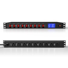 9 Outlet Rack Mount Power Strip with Individual Switches, PDU Surge Protector...