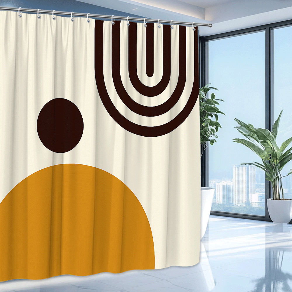 как выглядит Modern Abstract Shower Curtain - Geometric Design in Earth Tones фото