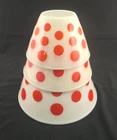 Fire King Oven Ware Red Polka Dot Glass Nesting Mixing Bowls Set of 3