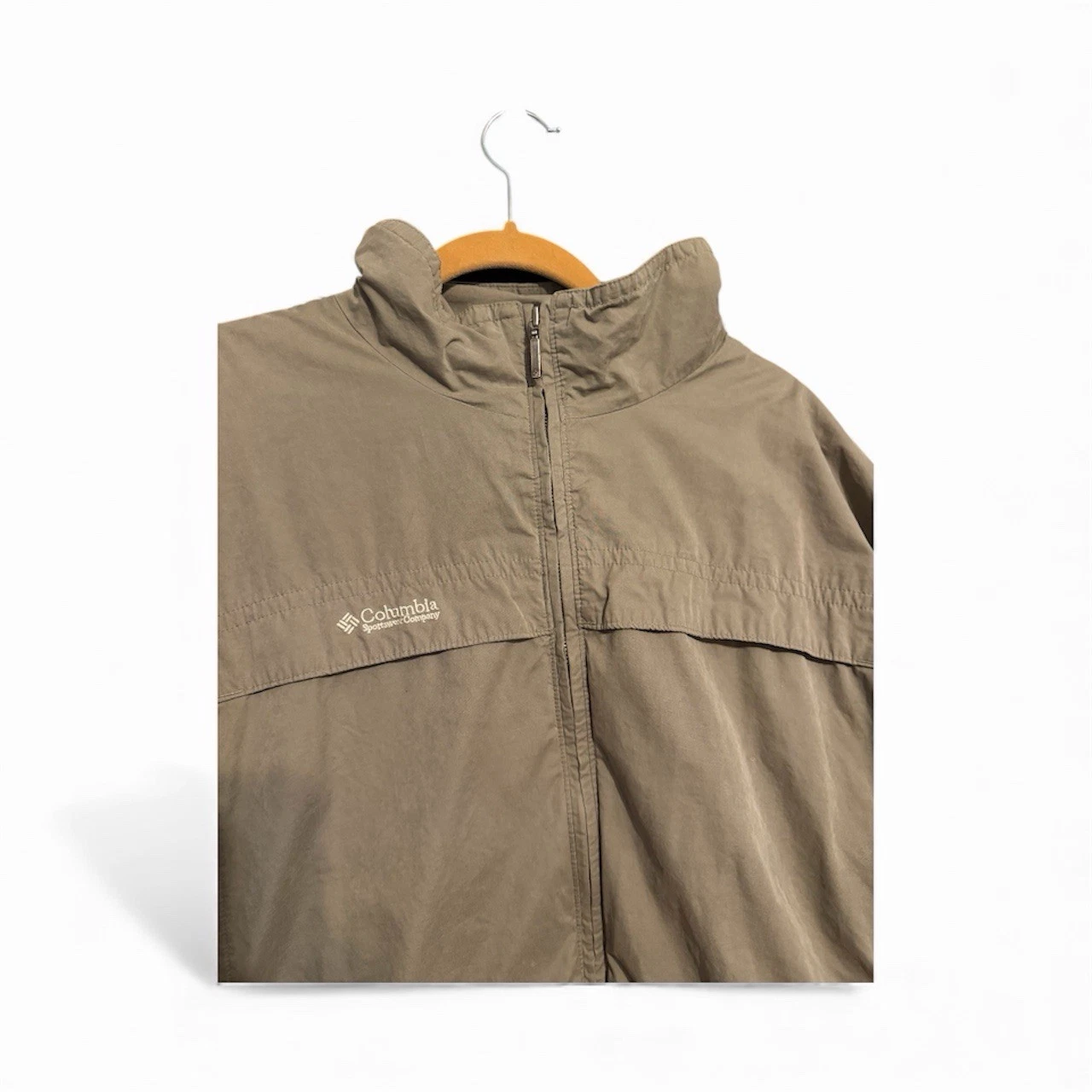 Columbia Jacket Mens 2XL Brown Vented Windbreaker Full Zip Lightweight Fishing