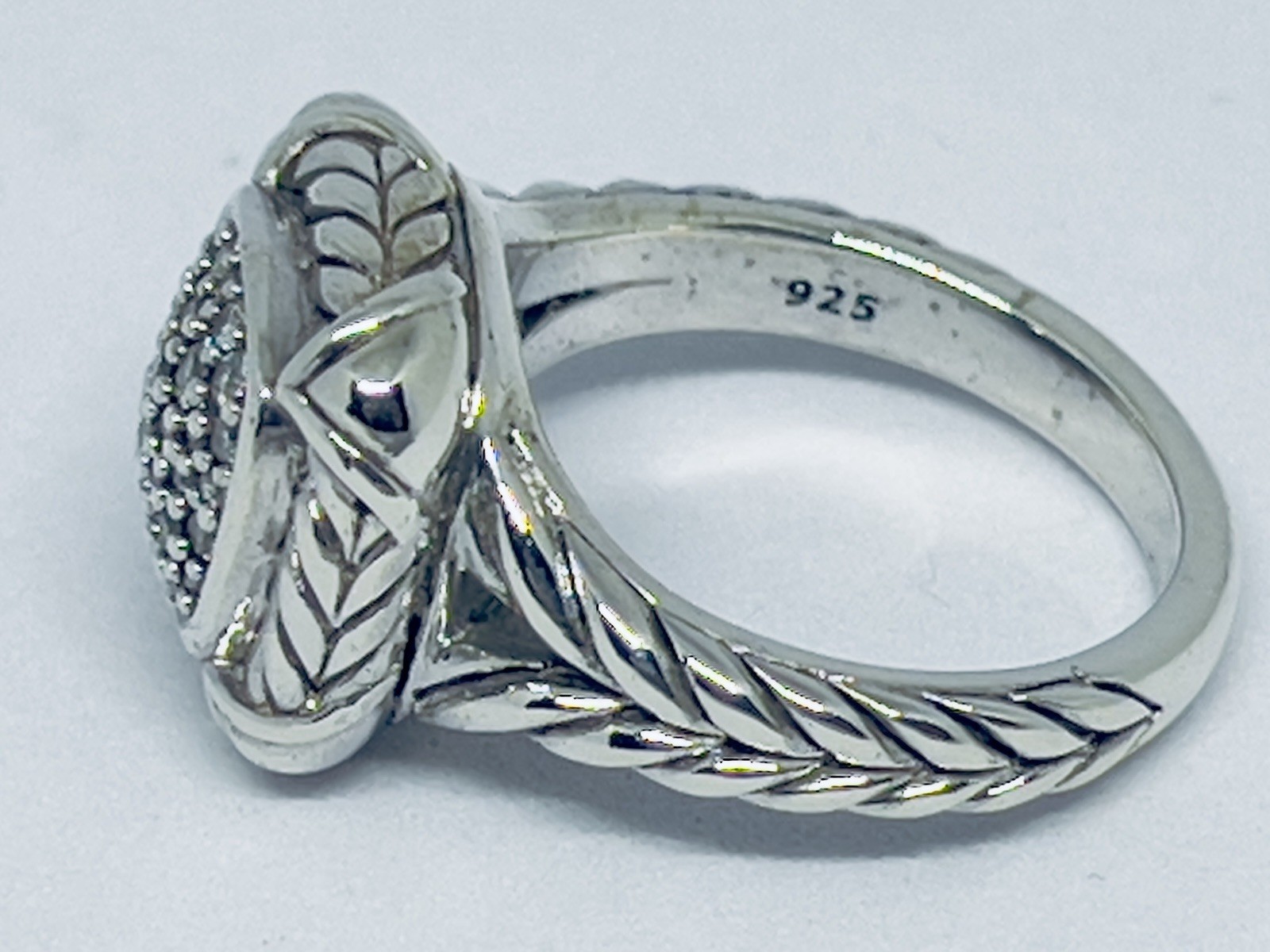 Pavé Diamond Twisted Cable Split Shank Ring 925 S… - image 9