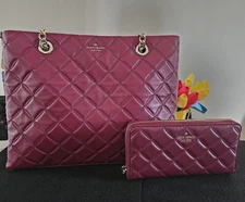 Kate Spade Natalia Quilted 3 Compartment Tote Bag Purse Set 