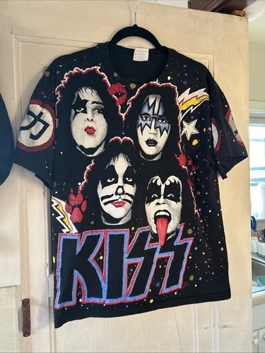 KISS T Shirt Band Large AOP Hanes Winterland Co 1990s vintage concert t-shirt, vintage, size L, single stitch, B+ condition