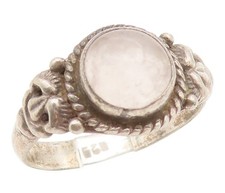 925 Sterling Silver Vintage Ring Cabochon Moonstone Floral Motif Sz 8 RG35281