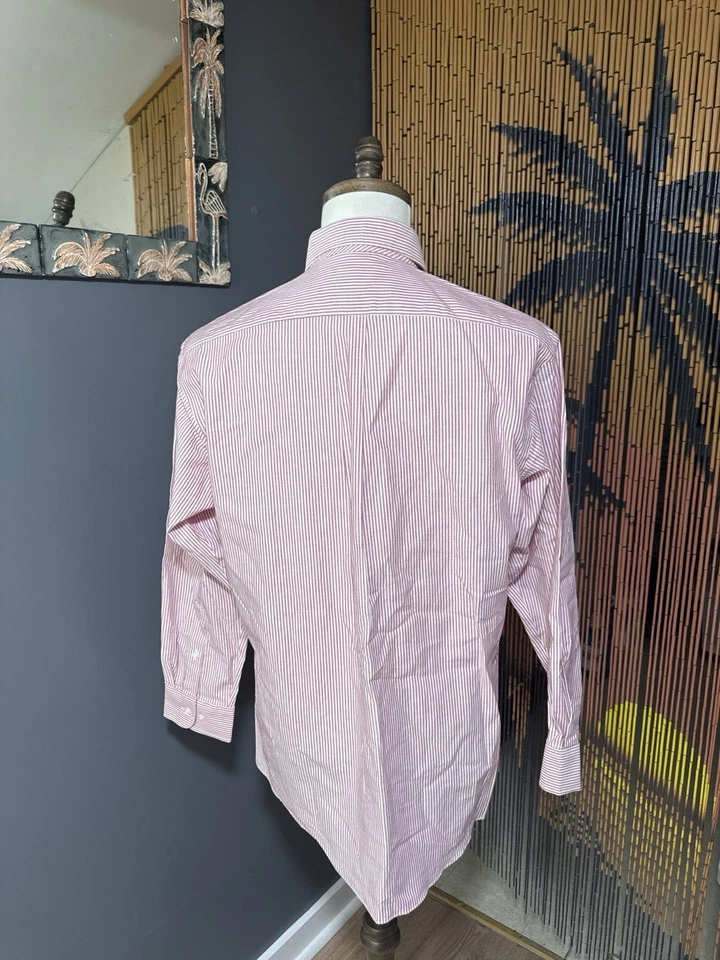 Camisa de vestir Club Room para hombre a rayas rojas calce regular cuello 15,5 talla 32/33 Foto 3 de 4