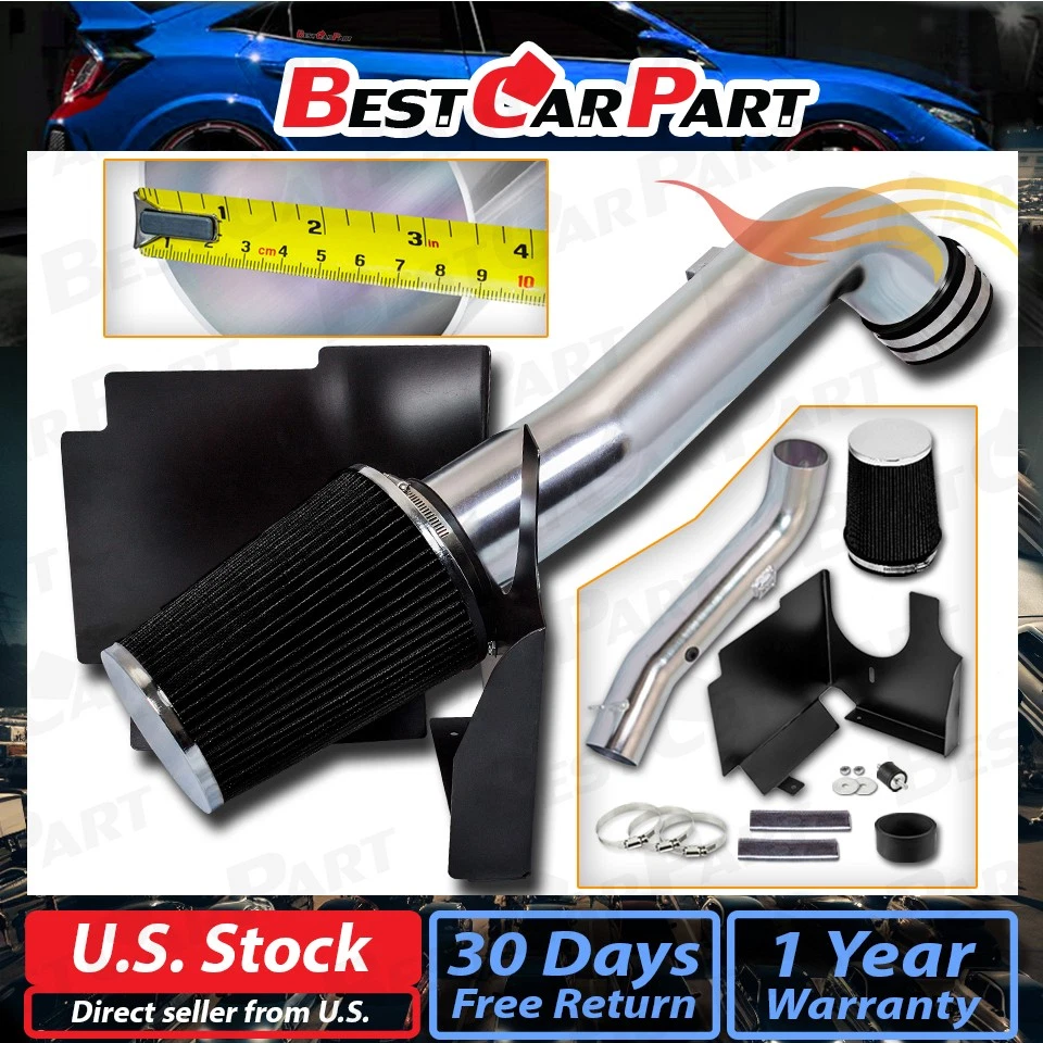 BCP BLK 01-04 Sierra/Silverado 6.6L V8 Turbo Inducción de admisión de aire frío + Filtro Foto 2 de 4