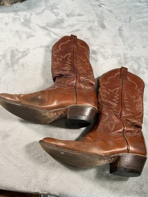 Vintage Sanders Boots Mens Size 8D Western Cowboy Goodyear Heel Made USA 80s