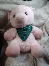 Pink Pig Plush Toy Stuffed Animal with Bandana Soft Cuddly with squeaker