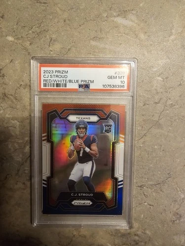 2023 Panini Prizm Red White Blue RWB #339 CJ Stroud RC Rookie Gem Mint PSA 10