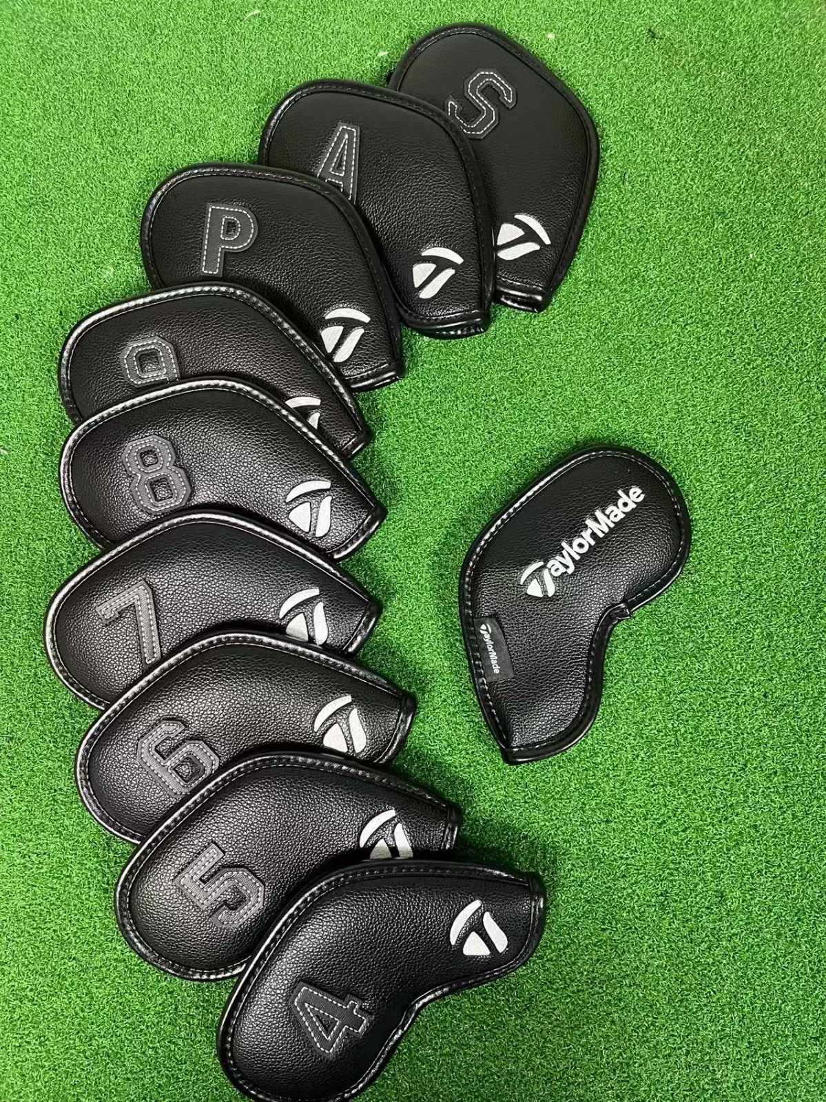 10Pcs TaylorMade 3-9PAS Golf Iron Head Covers Double-Embroidery Leather Magnetic