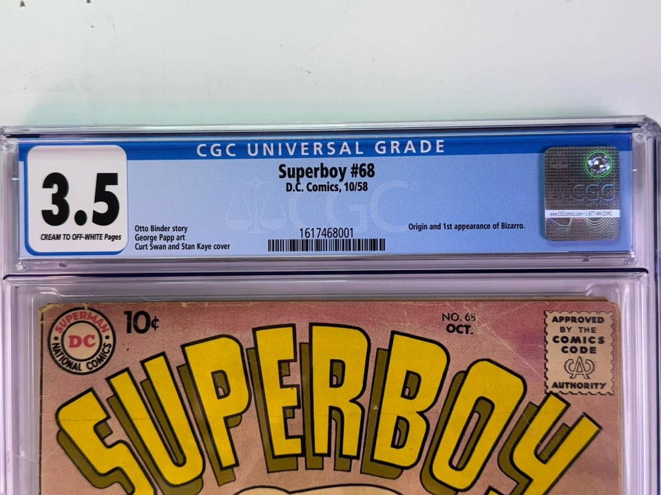 Superboy #68 1958 CGC 3.5 VG- C/OW Pages DC Comics 1st App Bizarro - Image 2 of 4