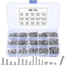 Jeu de vis M2 M2.5 M3, jeu d'écrous à tête fraisée 880 pcs, Torx Flatko...