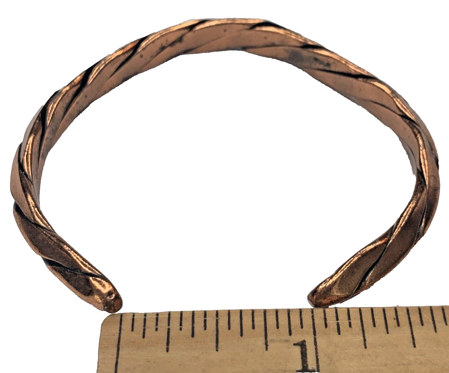 Vintage Heavy Solid Signed Marked Copper Braided … - image 8