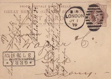 GB London 95 Duplex on 1879 1d PSC to Gera Saxony Germany