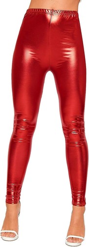 Women's Shiny Metallic Print High Waisted Disco Pants Leggings Ladies Stretch - Picture 11 of 33