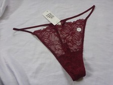 L, Gilly Hicks, Floral Lace String Thong panty, dark red lace, polyamide, NEW