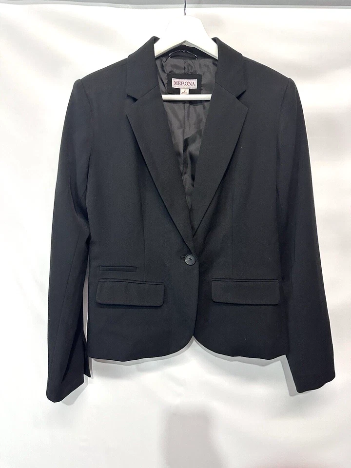 Blazer Traje Chaqueta Merona Rich Negro Elastizado Mezcla Rayón Nuevo sin Etiquetas 2 Foto 4 de 4
