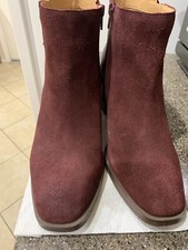 Crown Vintage Ardella Burgundy Leather And Suede Zip Ankle Boots