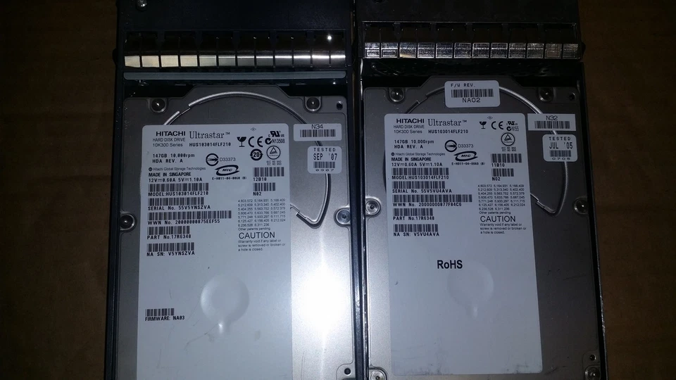 2 x NetApp 17R6348 HUS103014FLF210 147GB 10K Fiber HD HDA REV A w/Tray108-00030 - Image 2 of 3