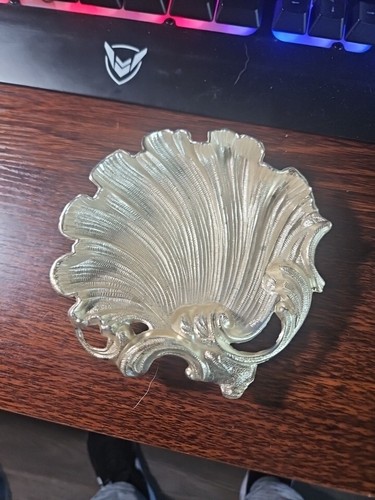 Art Deco Style Metal Clamshell Footed Trinket - Picture 7 of 7