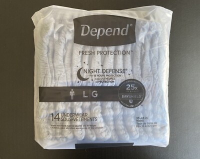 Depends Fresh Protection Night Defence Gray Underwear Mens Large 56ct