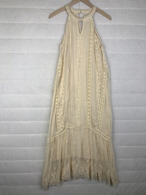 Sundance Catalog Adara Cream Ivory Halter Dress Long Lace Embroidered Size 6