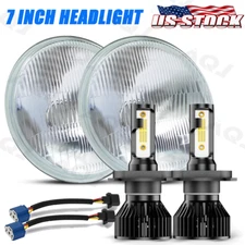 7" inch Sealed Beam Headlight Conversion High/Low Beam Chrome  H4 LED  Headlight