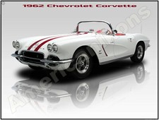 1962 Chevrolet Corvette Convertible New Metal Sign Pristine Restoration