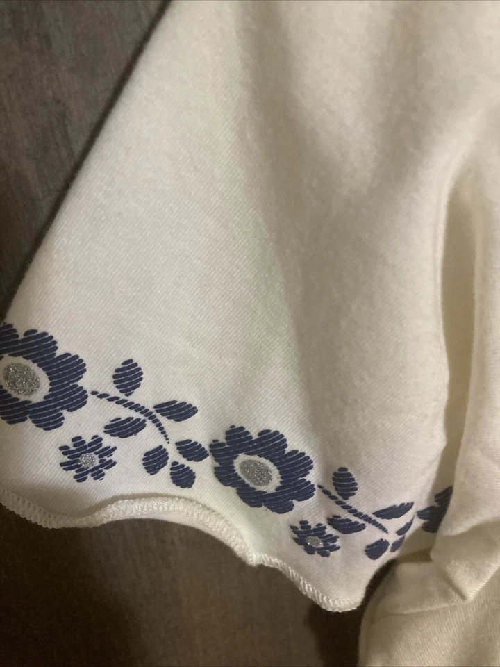 NIÑAS FLAPADOODLES MARFIL Y AZUL DENIM BORDADO FALDA/CORTO CONJUNTO DE 2 PIEZAS TALLA 12 Foto 4 de 4