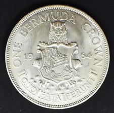 1964 SILVER CROWN COIN QUEEN ELIZABETH LION SHIPWRECK Shield Divided Date, Error