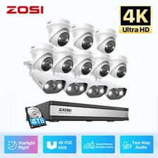 ZOSI 8CH/16CH 4K 8MP POE Home Security Camera System Audio Vehicle Detect 2/4T