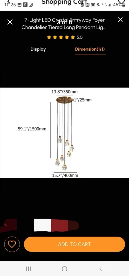 7灯LED水晶入口门厅吊灯分层长吊坠灯饰 — 第 3/4 张图片