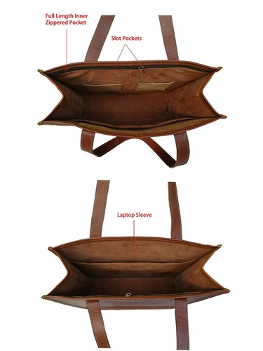 Bolso De Hombro Para Portátil De Cuero Genuino Para Mujeres, Tote Casual De Dama - Imagen 9 de 16