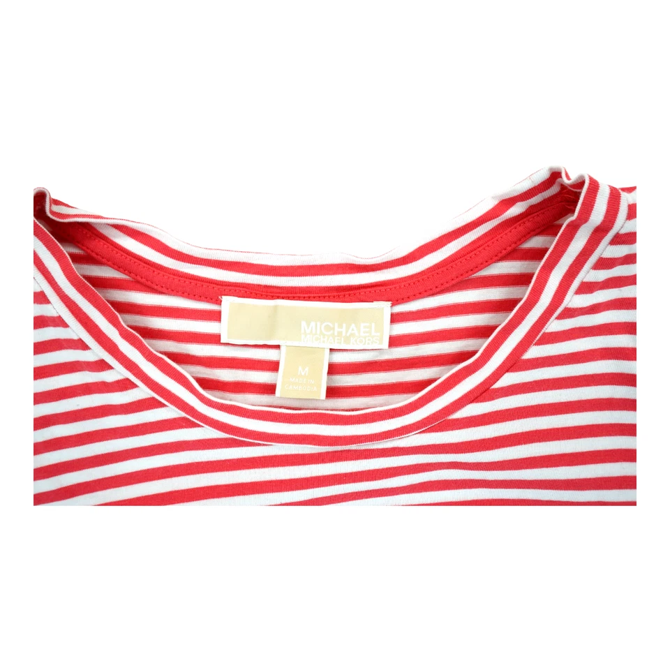 Camiseta sin mangas Michael Kors para mujer de geranio talla M roja blanca a rayas sin mangas elástica Foto 4 de 4
