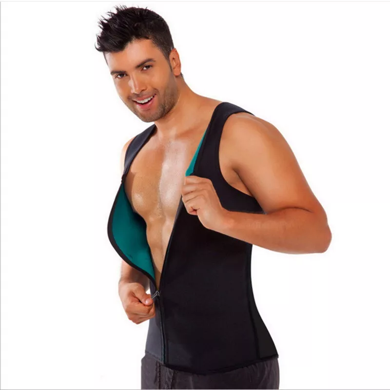 Men's Sauna Sweat Slimming Vest Zip Suit Neoprene Corset Fitness Shapewear Compression  Waist Trainer Top Body Shaper for Workout