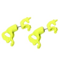 3D Einhorn Ohrringe Ohrstecker Ohrschmuck Earring Unicorn Ohrklemme Gelb