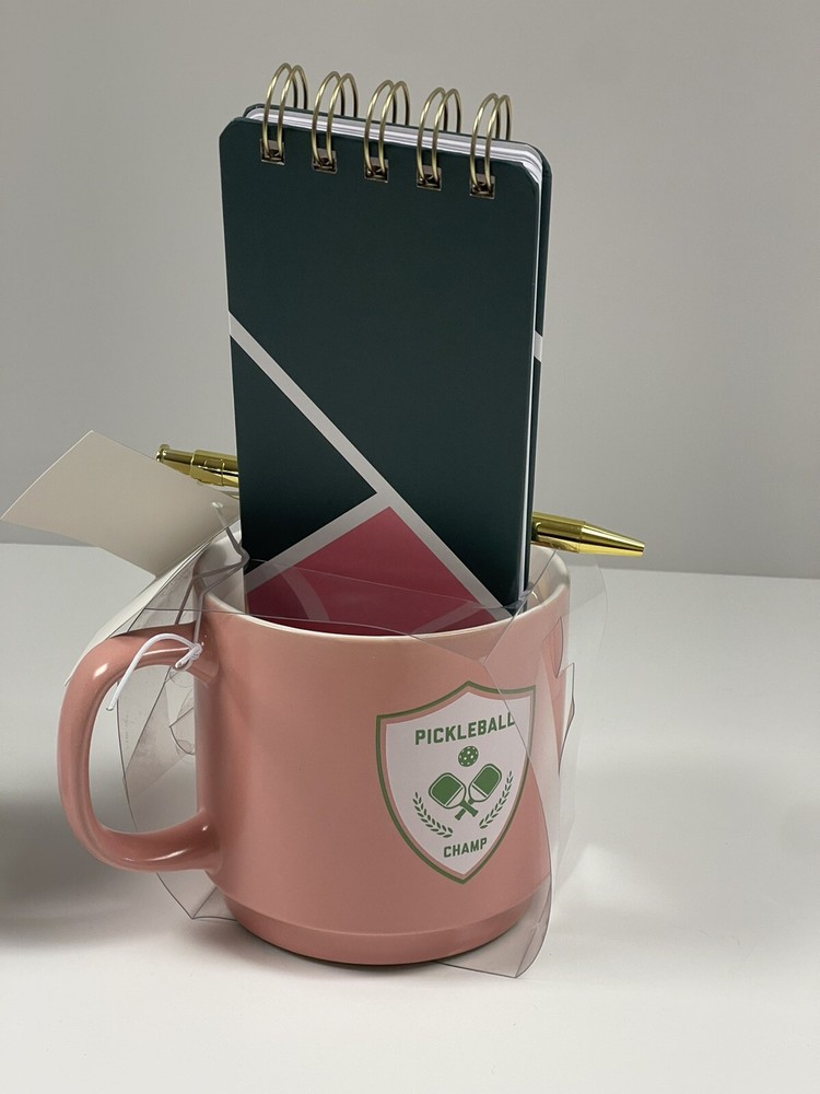 Pickleball Champ Gift Set with Mug Notepad Pen in Pink Green White – NWT  
