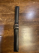 14 mm black genuine leather watch strap with deployment buckle 