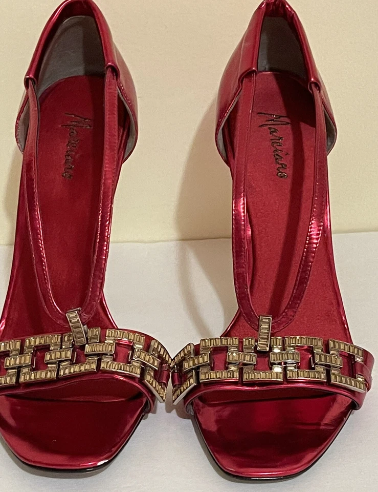 Zapatos de aguja Marciano rojos metálicos joya delanteros -talla 7~ elegantes y sexy~ Foto 4 de 4