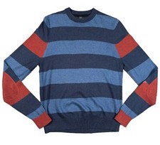 14th  Union Knit Sweater Mens Small Blue Red Striped Long Sleeve Pullover