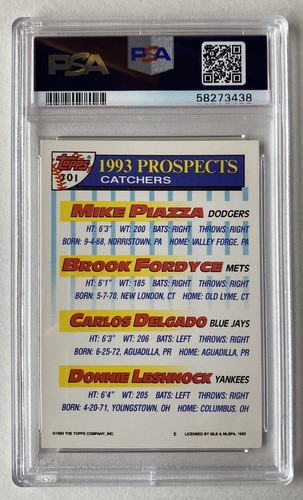 1993 Topps #701 Mike Piazza RC Top Pros. Catchers PSA 8!! NM-MINT - Picture 2 of 3