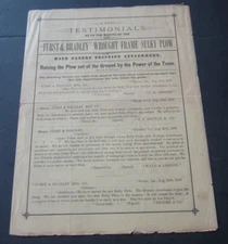 1879 FURST & BRADLEY Wrought Frame Sulky Plow  Agricultural Advertising Brochure