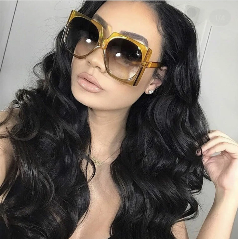 Fashion Oversized BIG Frame Square Sunglasses Retro Women Outdoor Shades Glasses - Image 2 of 3