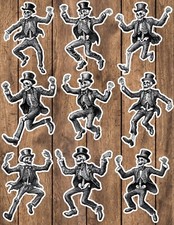 Top Hat Skeleton Die Cut Vinyl Stickers Set Scrapbooking Laptop Waterbottle