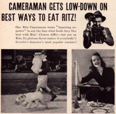 Ritz Cracker Print Ad Life 1942 Cameraman Bride Defense Worker Secretary Cook