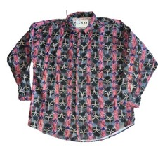 Vintage FRANK Button Up Size Large Made In USA All Over Print