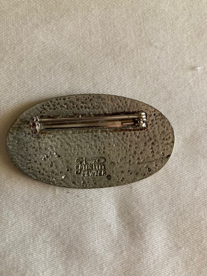 Broche Vintage St. Justin – Celtique En étain Et émail – Couleur Dorée