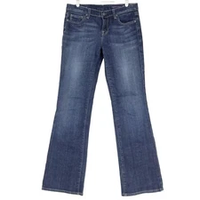Vigoss Women's Denim Jeans Size 9 Boot Cut Mid Rise Stretch Blue Flap Pockets