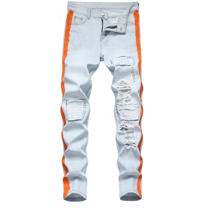Купить Men Stretch Ripped Skinny Jeans 