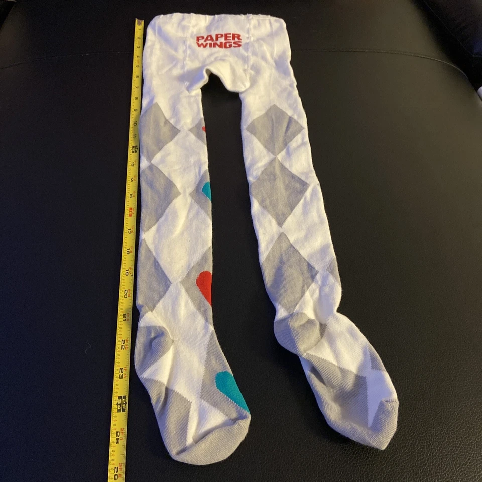 Niñas M Medias Punto Argyle Corazones Blanco ALAS DE PAPEL Foto 3 de 3